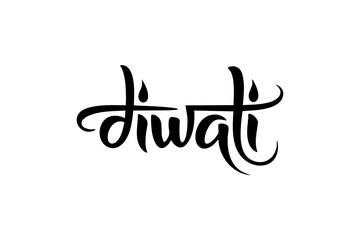 Fototapeta premium Diwali Calligraphy Typography – Elegant Festival of Lights Lettering Design for Indian Celebration