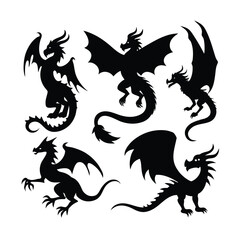 Stylized Dragon Silhouette Illustrations