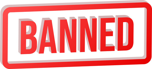 3D Blaze Red BANNED Text Design Isolated on Transparent Background