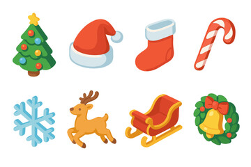Fototapeta premium Christmas, holiday 3d icon set. festive icons collection in 3d style