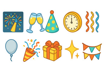 Celebration and party line icon set. festive, event, party planning icons collection.