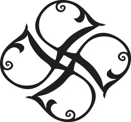 Elegant Swirling Floral Ornament Monogram or Decorative Intertwined Calligraphic Design Element with Scrollwork