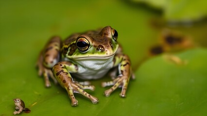Obraz premium A frog on a leaf.