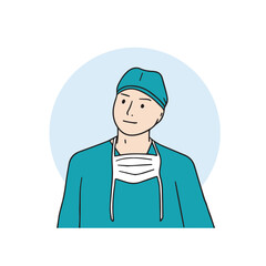 llustration of a male doctor in surgical uniform