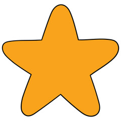Hand-drawn cartoon yellow star on a white background.