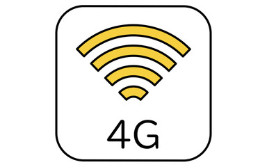 ネットワークのイメージイラスト、4Gの線画アイコン