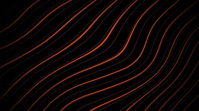 Red wave on a black background. Vector wave of Red color. Linear wave, graphic shape flow. 4k looped. Digital black background. Red wave flows.