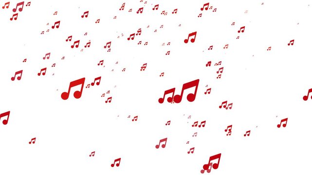 Musical notes flying alpha channel animation, Concept of music, song, melody. Music notes particles on transparent background.
