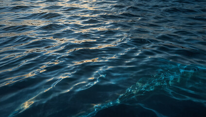 Fototapeta premium Photorealistic Blue Ocean Water Surface with Gentle Waves and Ripples on Transparent Background