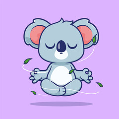 Cute Koala Meditation Yoga Cartoon 
