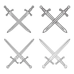 Crossed Sword Silhouette Set for Medieval, Combat, and Historical Design