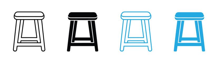 Wooden stool icon vector, a Wooden stool silhouette, Vector of Wooden stool art, Wooden stool silhouette vector isolated