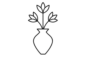 floral vase vector line art flower silhouette