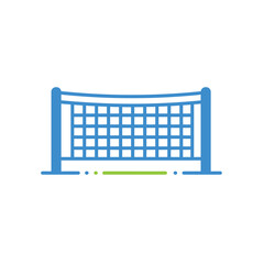 A clean, modern vector icon of a blue sports net, symbolizing athletic competition and recreational games, ideal for digital design projects.