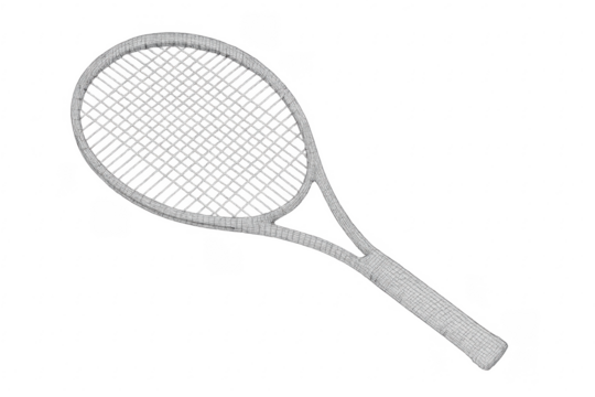 Tennis racket wireframe 3d model with transparent background