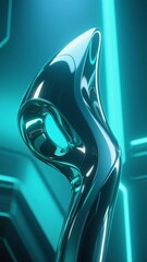 Sleek metallic abstract sculpture with reflective surface and futuristic design