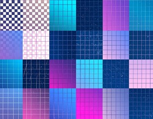 Colorful Retro Grids and Checkered Patterns for Digital Design Elements