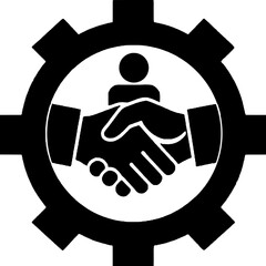 handshake gear icon vector illustration