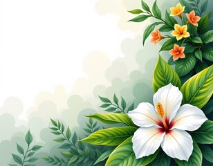 Vibrant Tropical Flowers and Green Foliage Arrangement