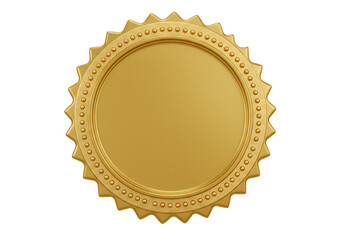 Ornate golden oval seal with decorative border isolated on transparent background