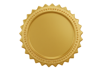 Ornate golden oval seal with decorative border isolated on transparent background