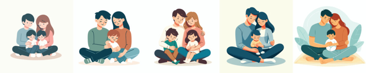 vector illustration of family hug and affection