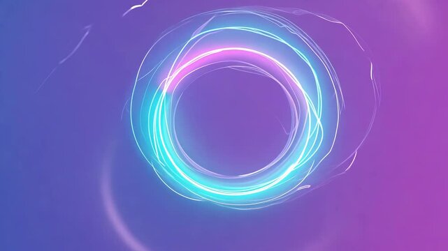 Smooth, minimal smoke forming perfect neon-colored rings float and intersect slowly soft gradient background. Subtle glows enhance depth futuristic wallpaper vibe