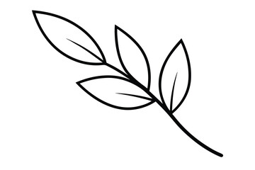 leaf sprig vector line art flower silhouette
