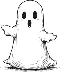 A cute and friendly ghost illustration, perfect for Halloween and spooky themes.