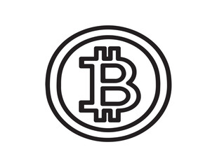 Bitcoin symbol icon in clean modern vector line art
