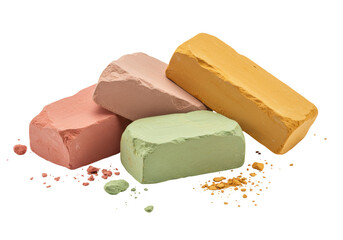 Isolated colorful chalk pastels for school, educational drawing or art projects, studio shot