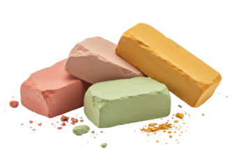 Isolated colorful chalk pastels for school, educational drawing or art projects, studio shot