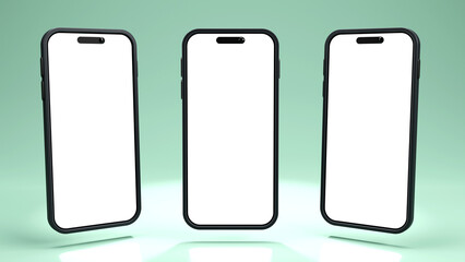 3D rendering of Smartphone mobile mockup on color background, Online business concept
