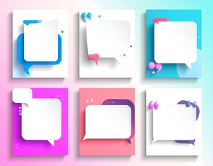 Colorful speech bubble templates for quotes and text with stylish backgrounds
