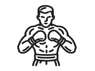 Flat boxing icon design with minimalist elegant line art