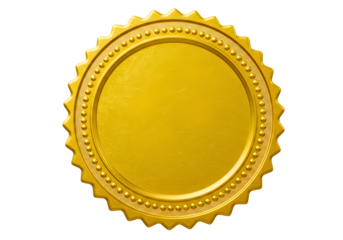 Golden oval award seal isolated on transparent background