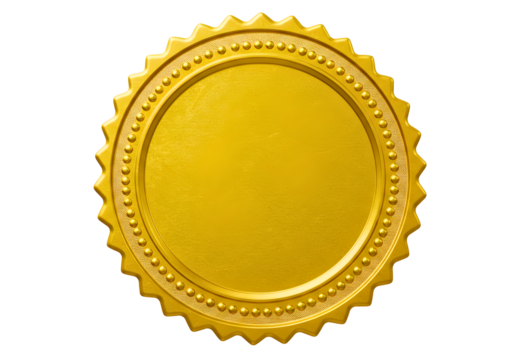 Golden oval award seal isolated on transparent background