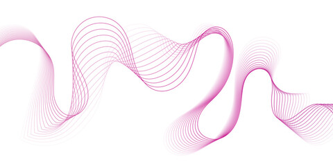 Abstract pink wave line background with smooth flowing curves on white backdrop. Elegant minimal design for technology, modern banner, website, poster, and futuristic creative projects.