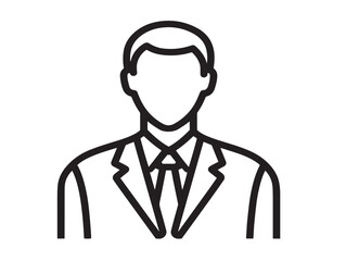 Professional business man icon in clean minimalist line drawing