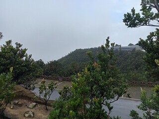 The view of a mountain with a clear river makes the atmosphere cool and cool, beautiful and enchanting, very suitable for use as a background image related to nature