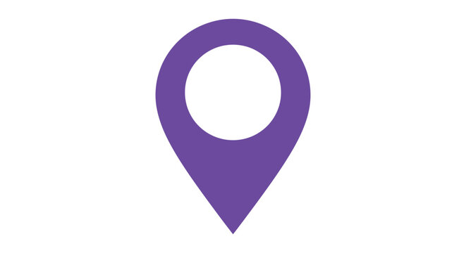 Simple purple location marker icon on a plain white background