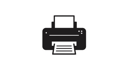 Simple black and white icon of a modern desktop printer device