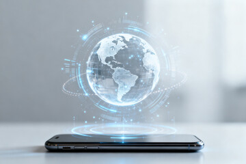 Globe with digital network overlay