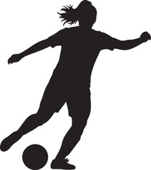 Silhouette of a Female Soccer Player Kicking a Ball | Sports Graphic | Action Shot | Athlete in Motion | Vector Illustration