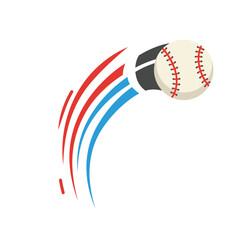 A vibrant vector illustration showcases a baseball in rapid motion, depicting its thrilling speed and dynamic trajectory, ideal for various sports-themed projects.