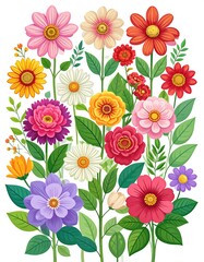 Vibrant flower arrangement in various colors