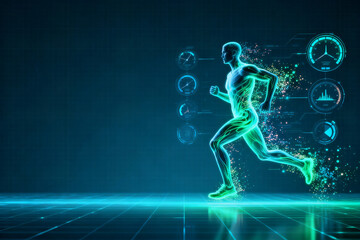 Running human figure with digital interface