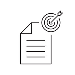 Document target line icon, business goal outline, planning and strategy concept.