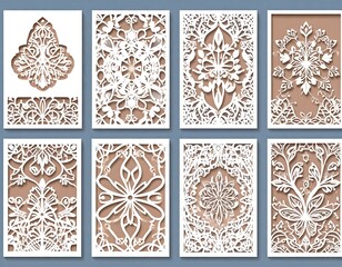 Decorative Laser Cut Design Elements: Ornamentals and Paper-Cut Floral Patterns