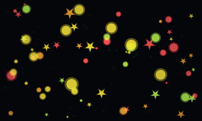 Abstract Celebration Starry Night with Glowing Circles and Stars